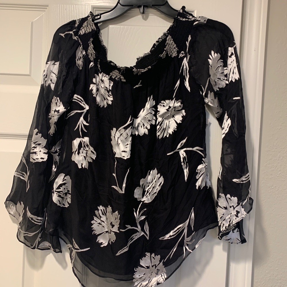 WHBM White House black market ruched top blouse
